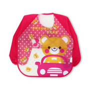 Waterproof Long-Sleeved Baby Bib – Fuchsia with Teddy Bear Print - Baby Essentials - Andalusia
