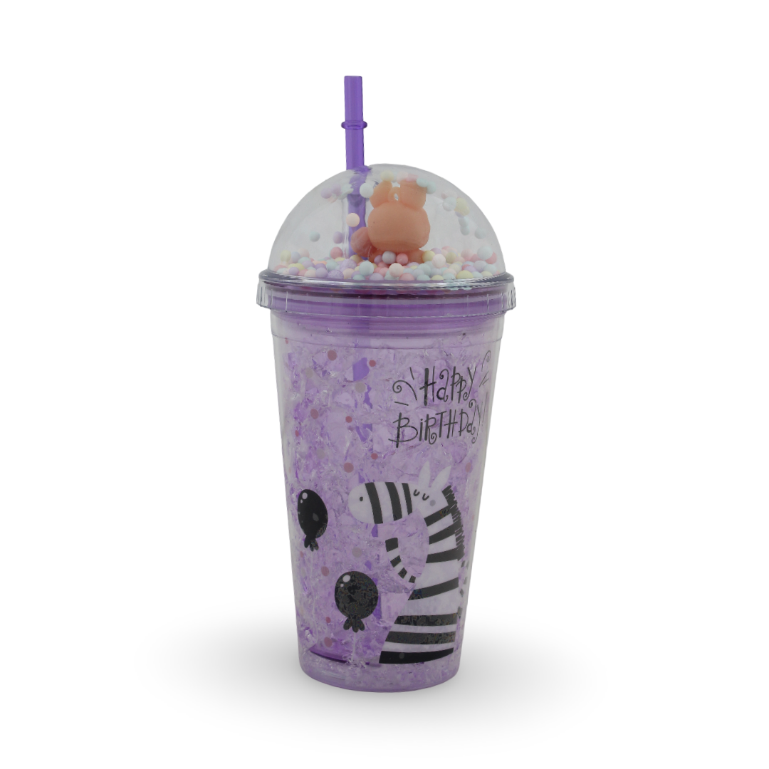 Double-Walled Acrylic Cold Drink Cup Tumbler – Purple Zebra - School - Andalusia