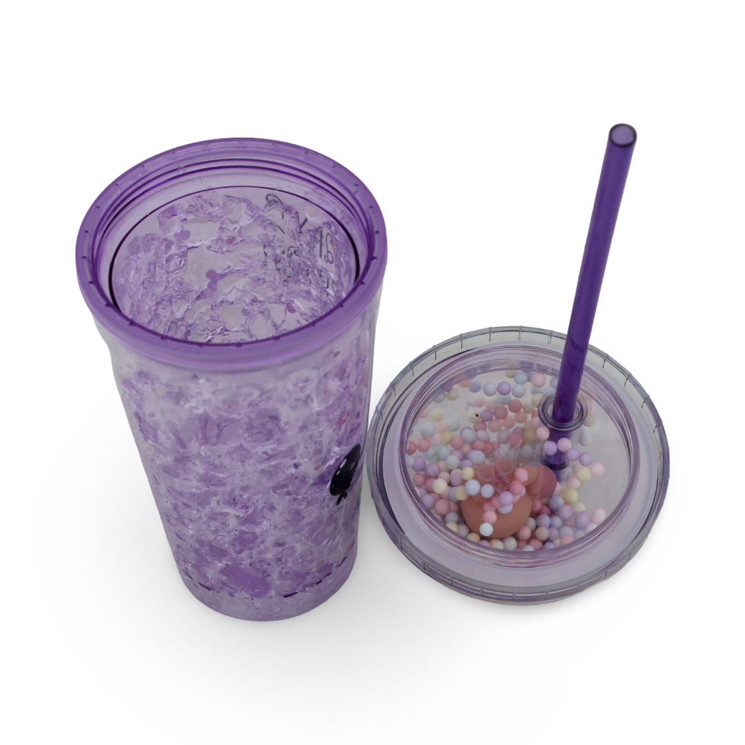 Double-Walled Acrylic Cold Drink Cup Tumbler – Purple Zebra