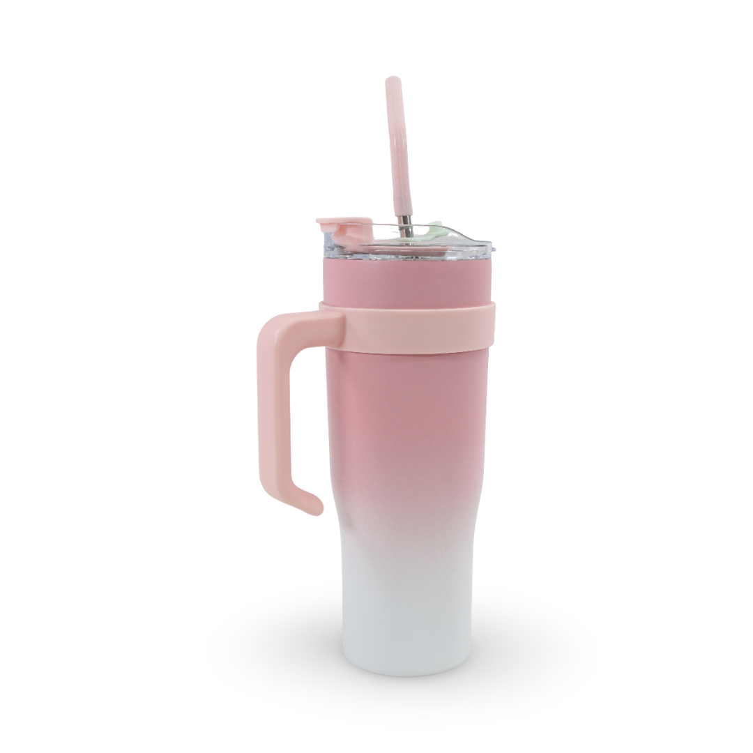 Insulated Mug Tumbler with Straw 1200ml – Pink - School - Andalusia