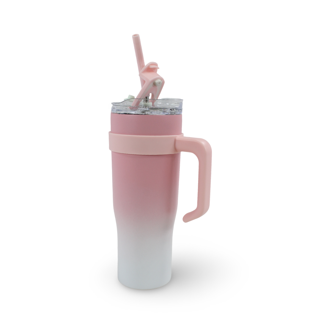 Insulated Mug Tumbler with Straw 1200ml – Pink