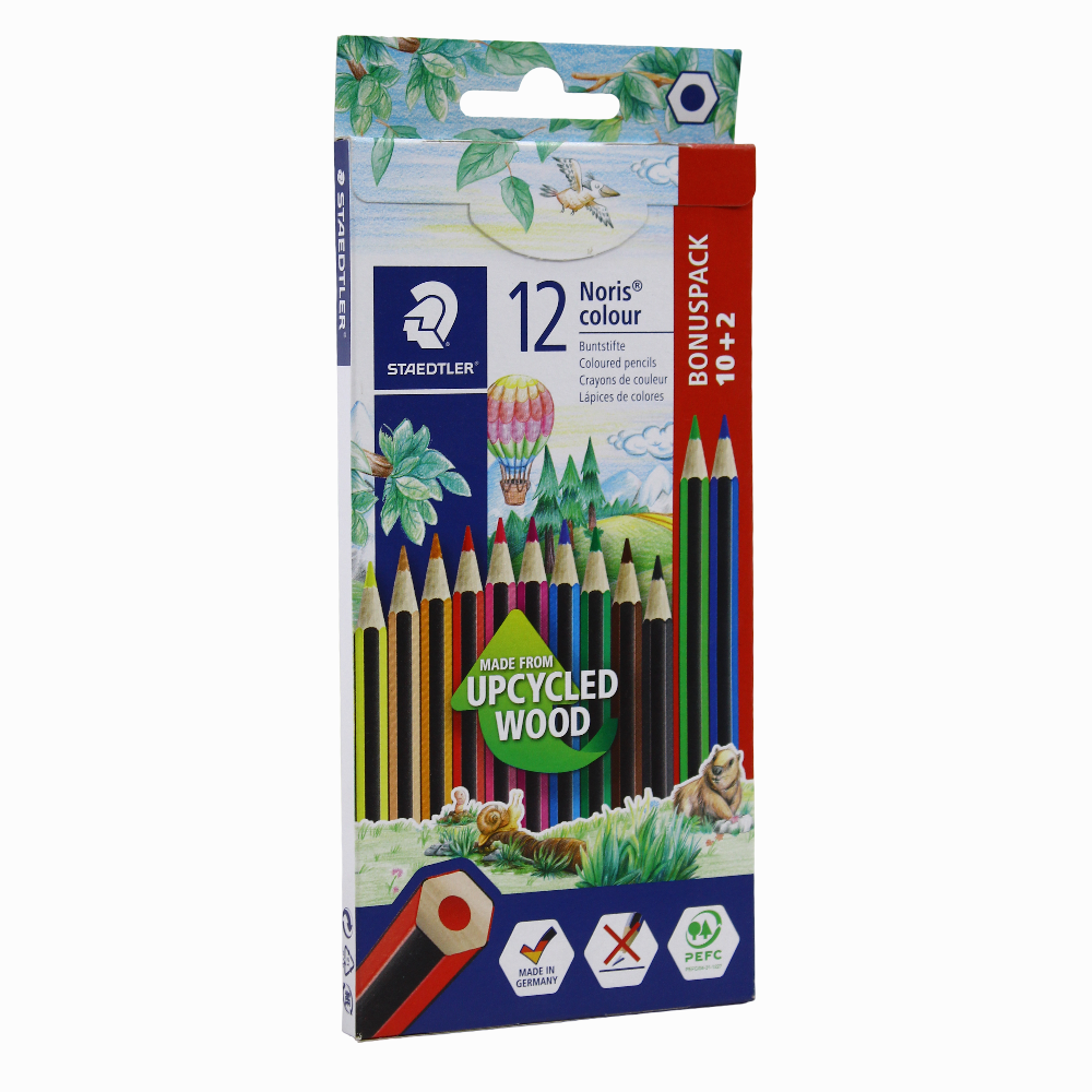Staedtler Noris Wooden Colored Pencils – 12 Colors (10+2 Promotion)