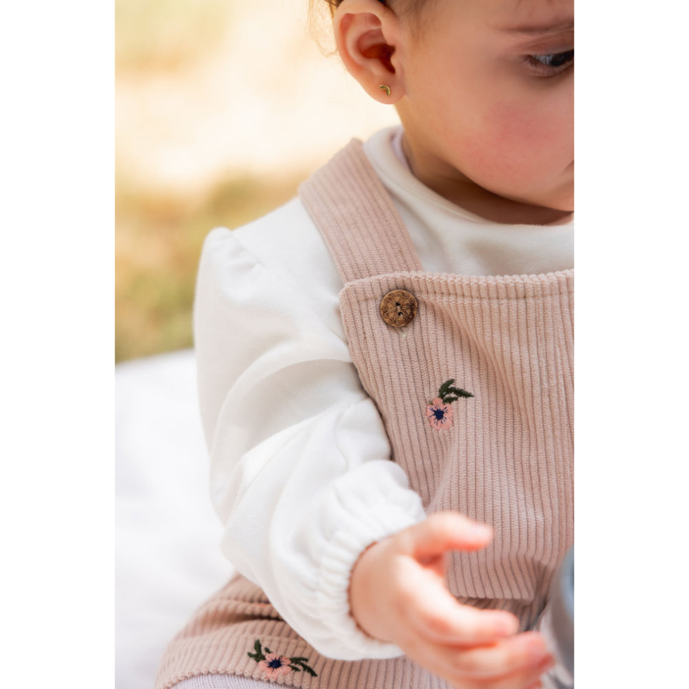 Baby Girls Cotton/Velvet 2-Piece Outfit Set – Coffee/Pink