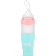 True Gold Silicone Feeding Bottle with Spoon – Aqua