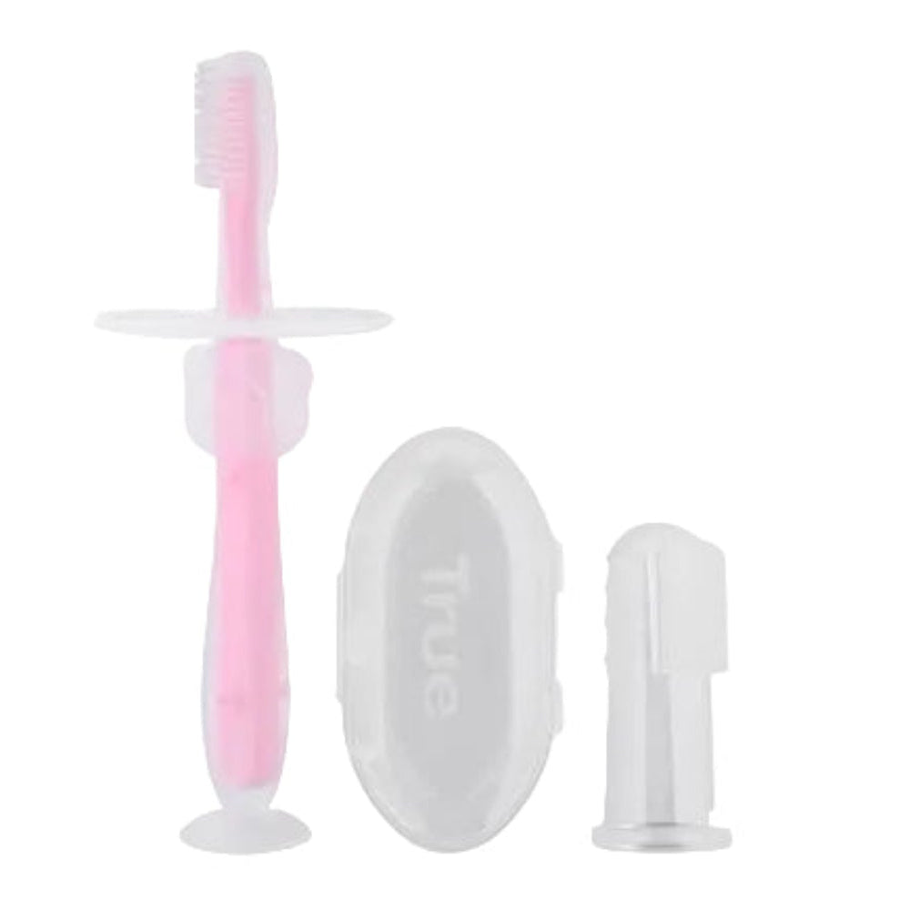 True Gold Baby Silicone Toothbrush 2-Stage Set – Pink