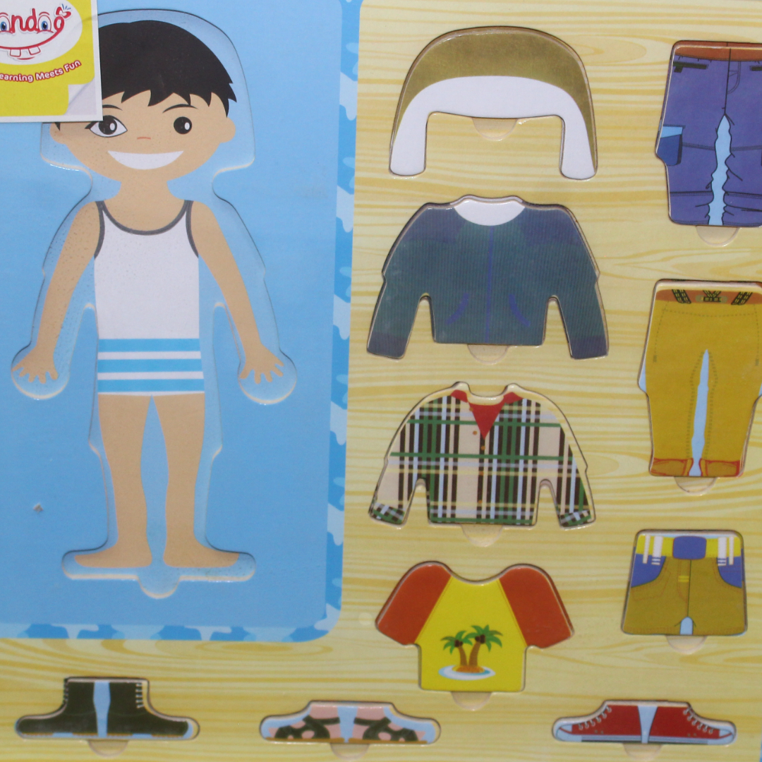 Wooden Matching Clothes Puzzle – Boys