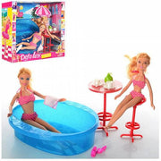 Defa Lucy Swimming Time – Two Dolls with Accessories (13 Pieces)
