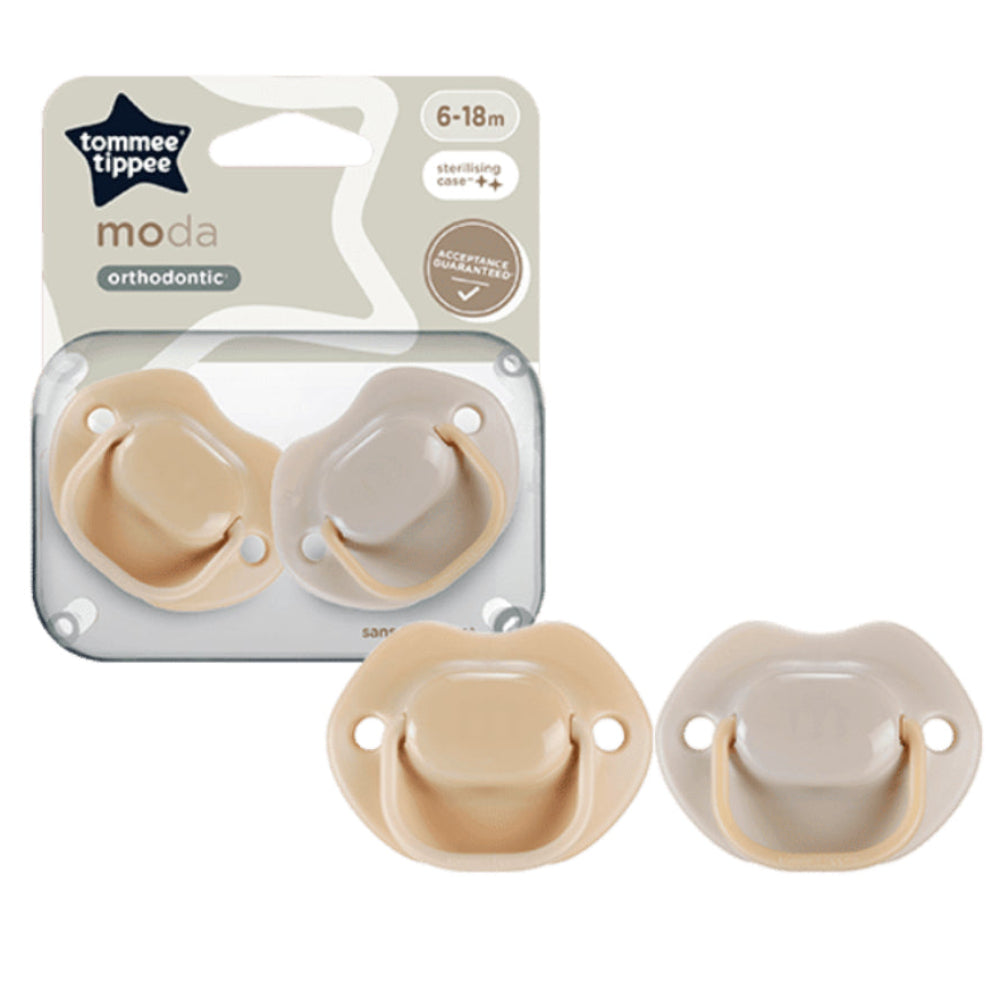 Tommee Tippee Moda Orthodontic Soothers 6-18m – Beige (Pack Of 2)