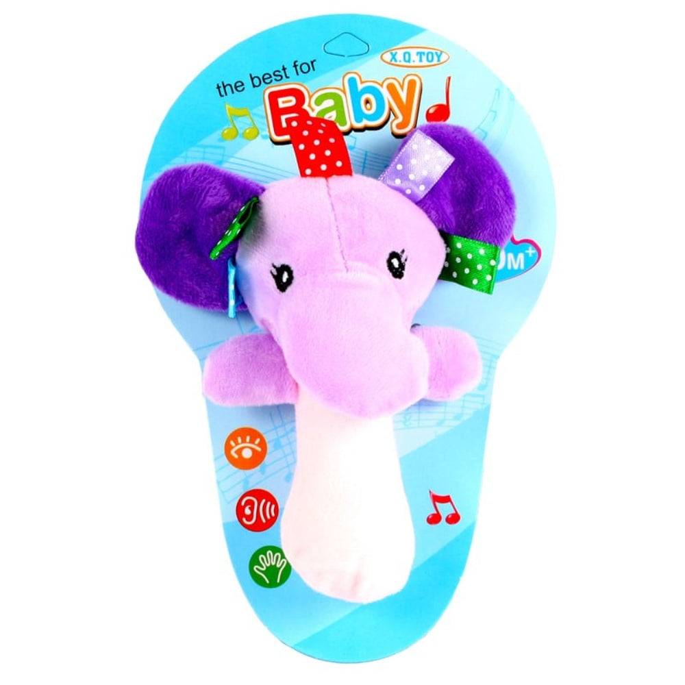 Soft Elephant Rattle Toy for Babies – Purple