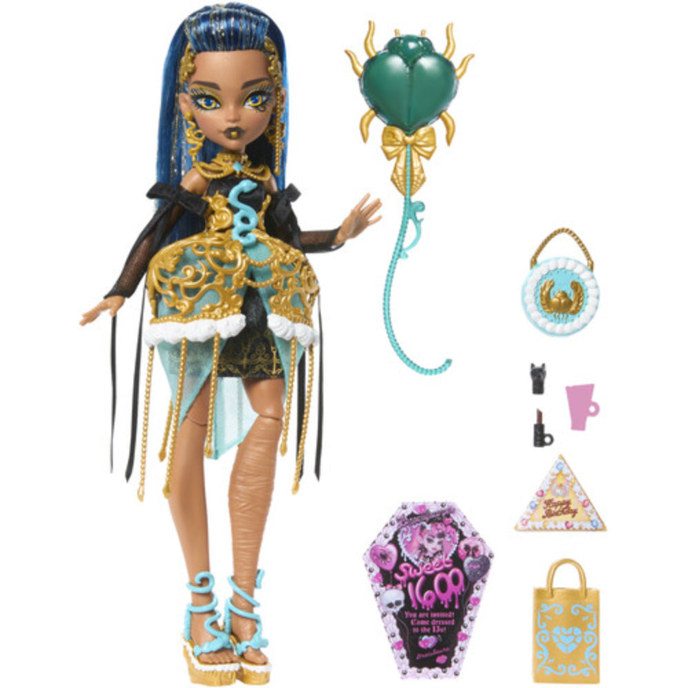 Mattel Monster High Scary Sweet Birthday Cleo De Nile Doll – Party Dress with Balloon & Gift