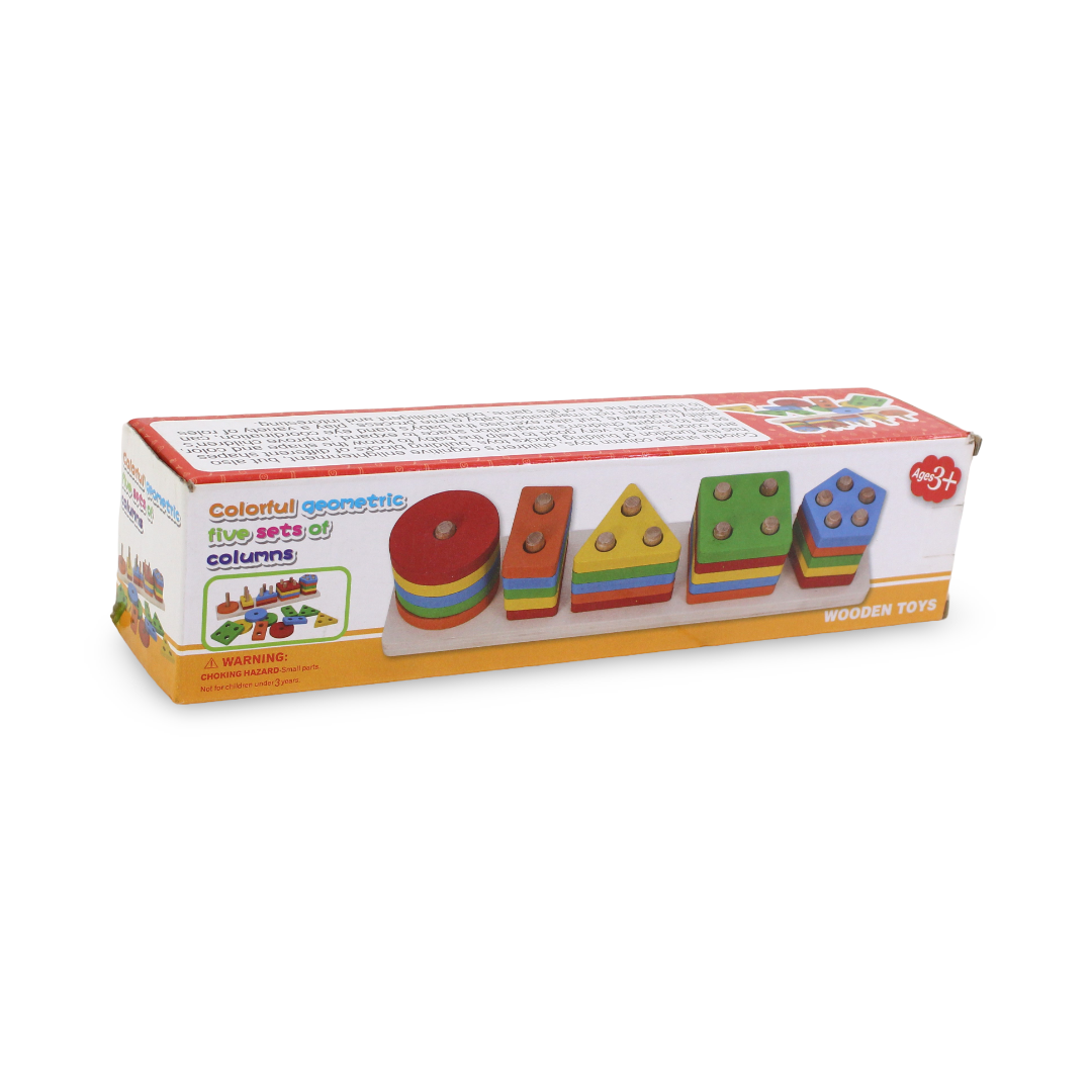 Wooden Geometric Shape Sorting Board – 5 in 1