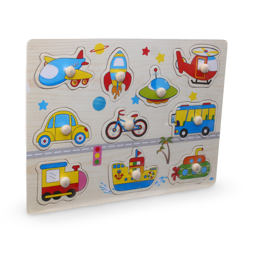 Wooden Transportation Matching Puzzle Board