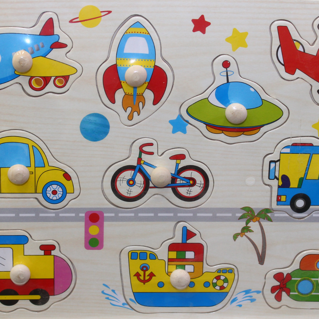 Wooden Transportation Matching Puzzle Board