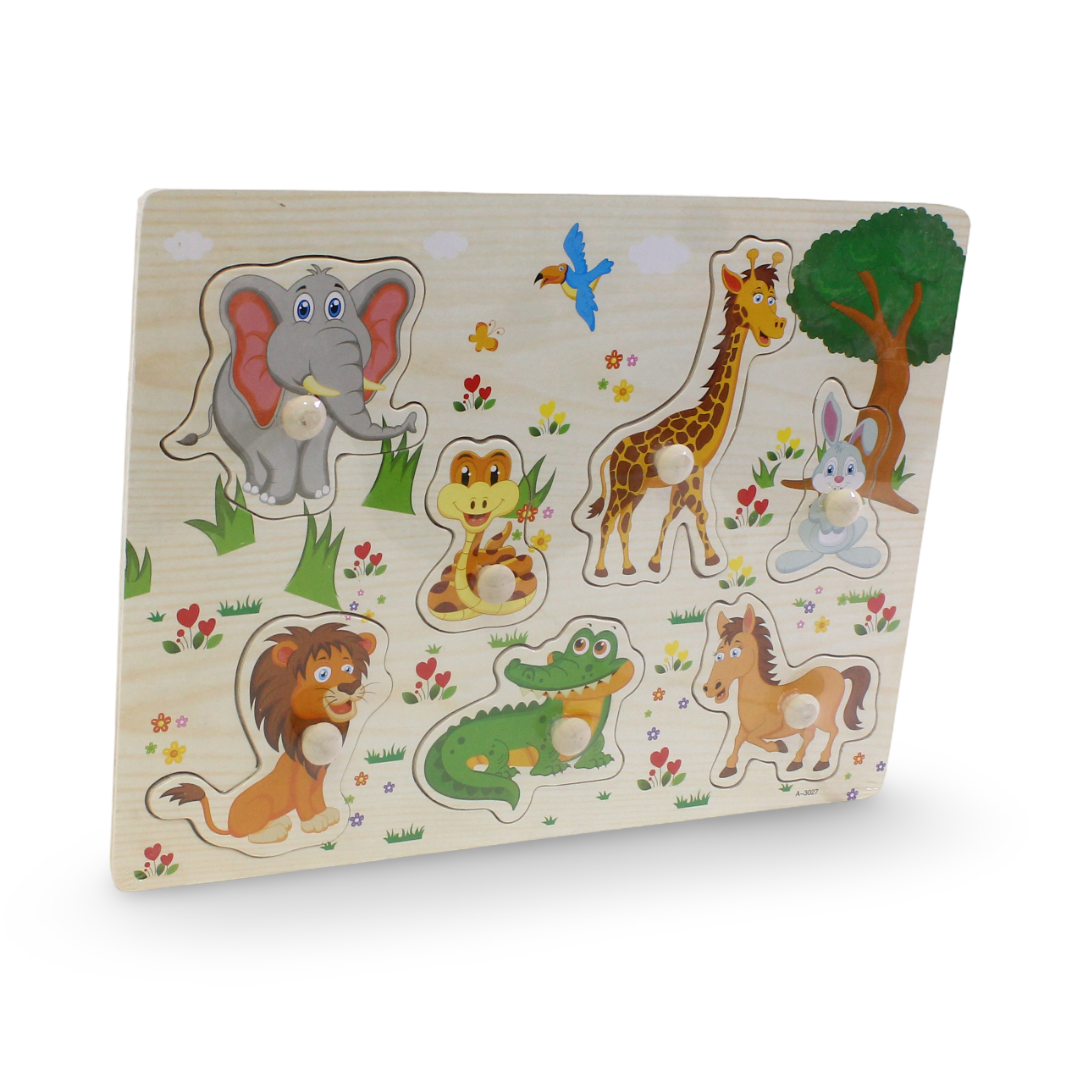 Wooden Wild & Farm Animals Knob Puzzle – 7 Pcs