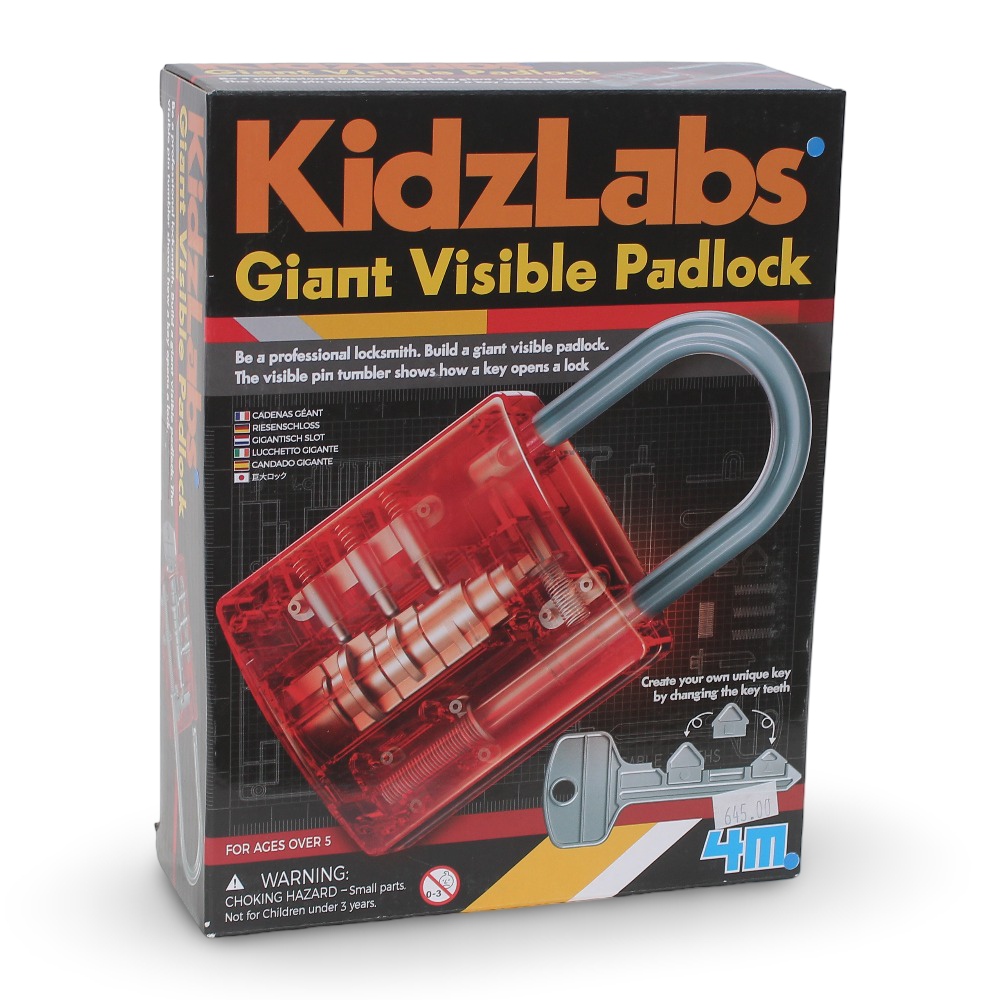 4M KidzLabs Giant Visible Padlock – Build Your Own Lock Science Kit - Toys