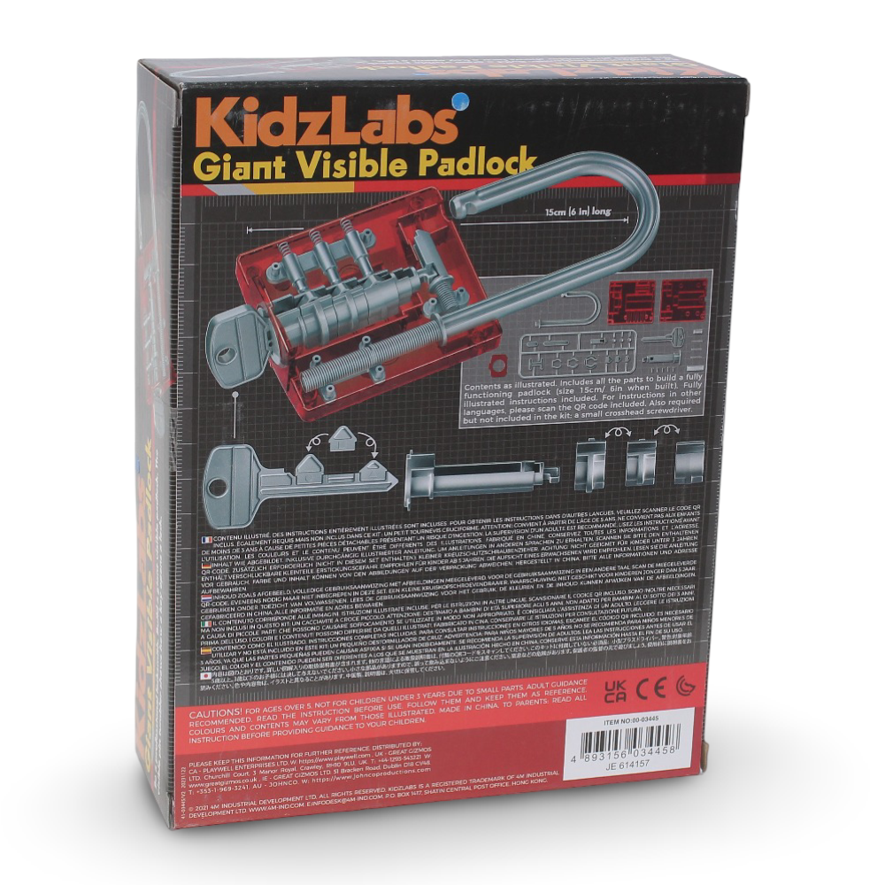 4M KidzLabs Giant Visible Padlock – Build Your Own Lock Science Kit