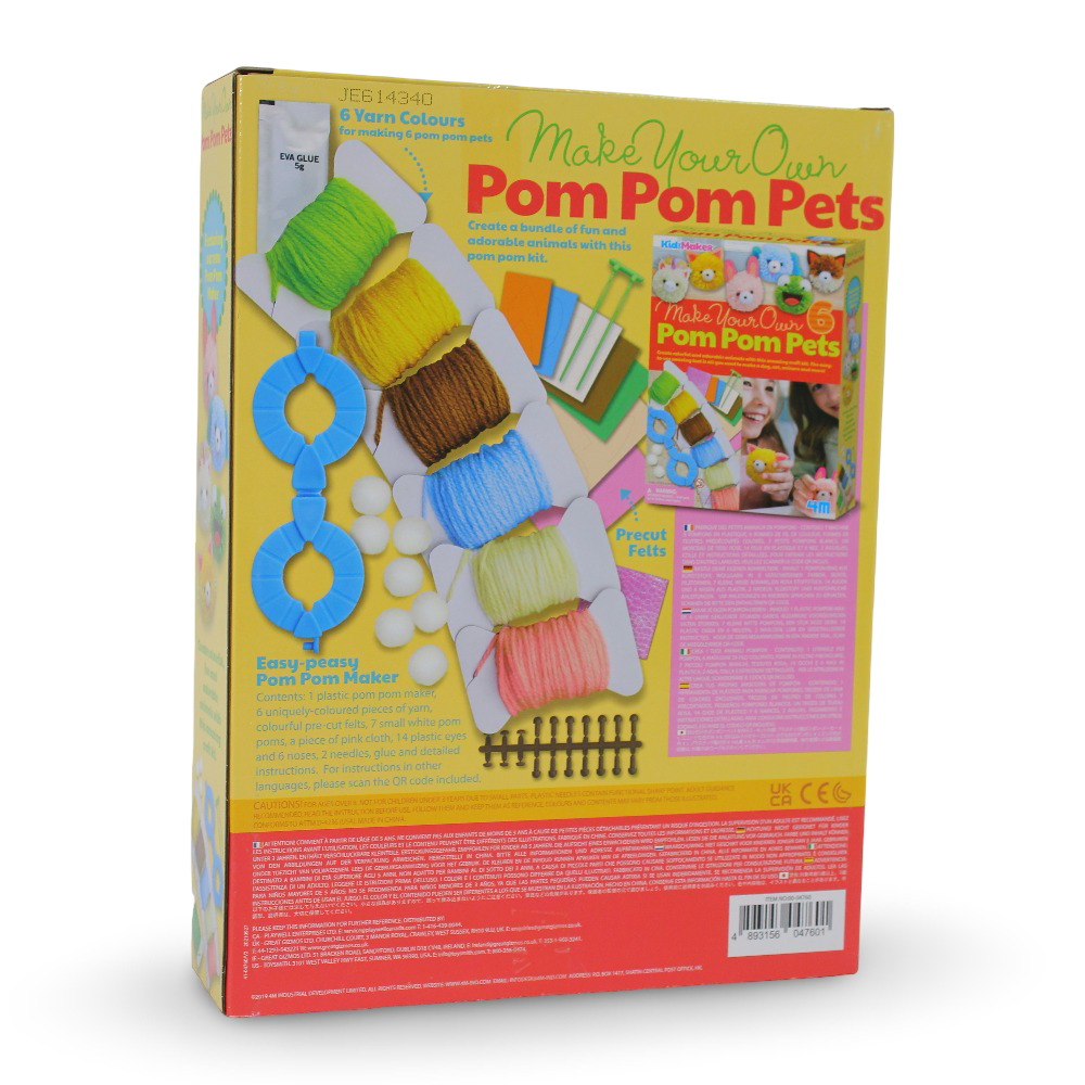 4M KidzMaker Make Your Own Pom Pom Pets Craft Kit
