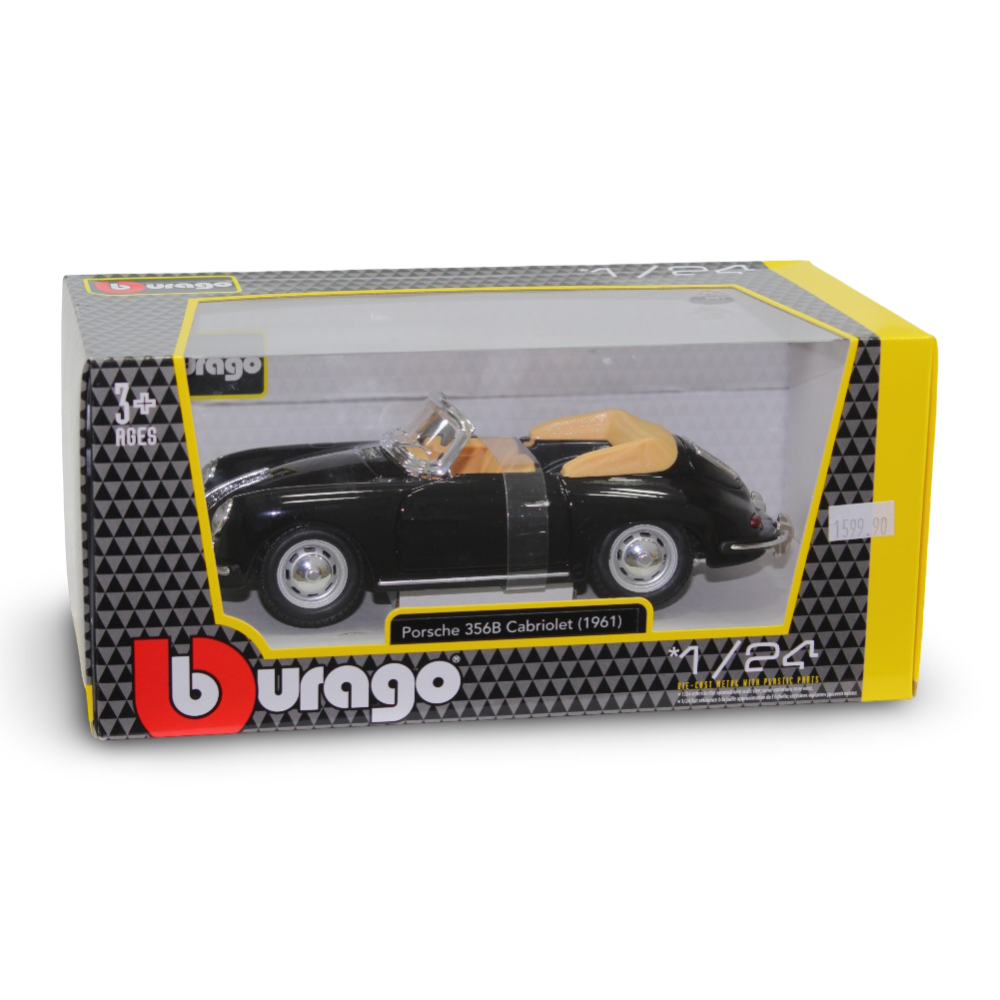 Bburago 1961 Porsche 356B Cabriolet Die-Cast Model Car – 1:24 Scale