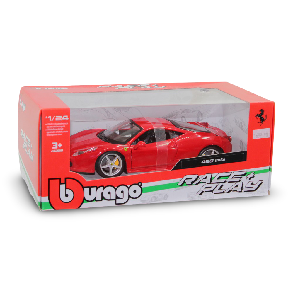 Bburago 1:24 مجسم فيراري R&P 458 إيطاليا (بدون حامل بلاستيكي)
