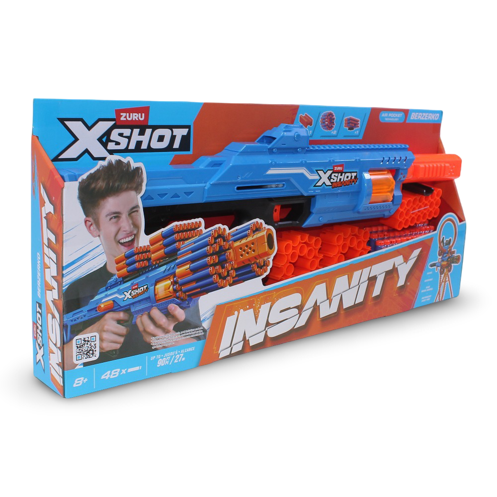 Zuru X-Shot Insanity-Berzerko 6 Shot Blaster – 48 Darts - Toys