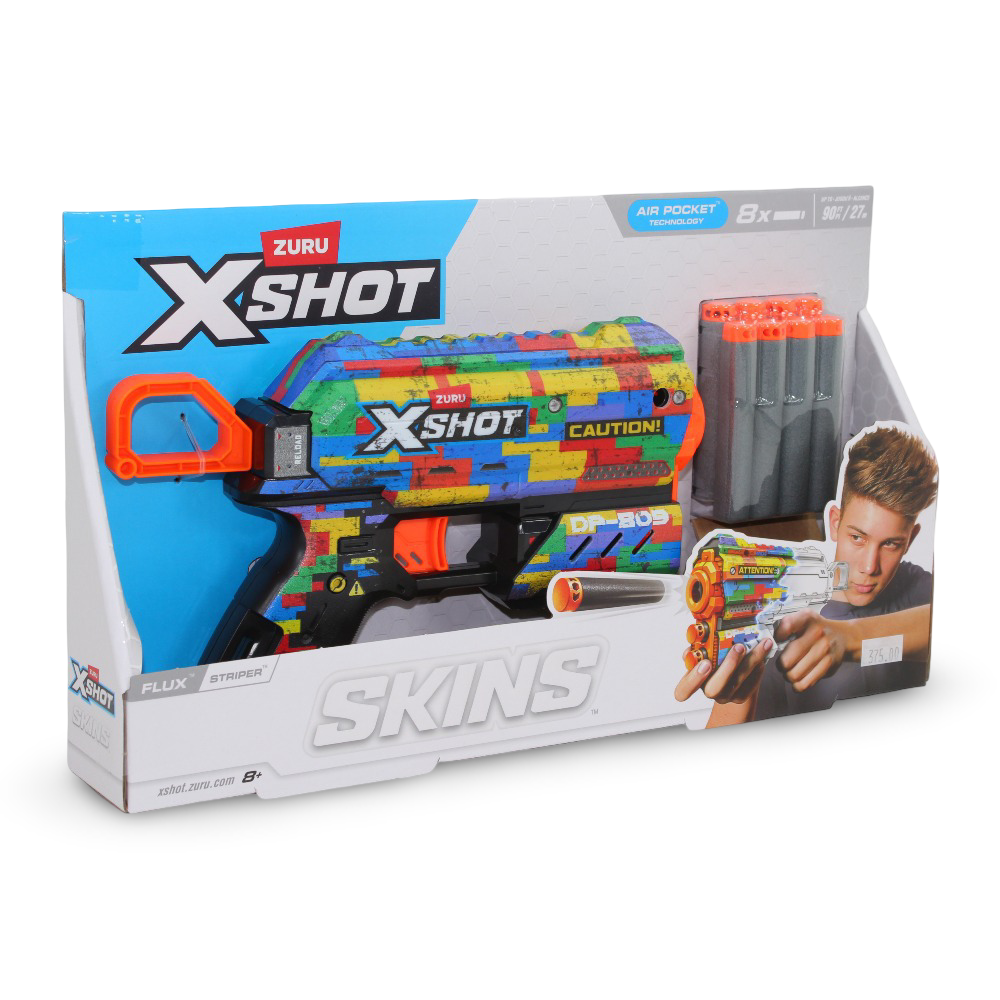Zuru X-Shot Skins Flux Striper Blaster Gun (8 Darts)