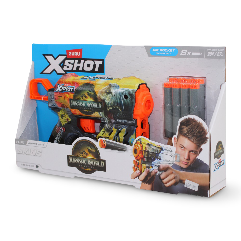 Zuru X-Shot Skins  Series 1 Flux Jurassic World Foam Blaster (8 Darts)