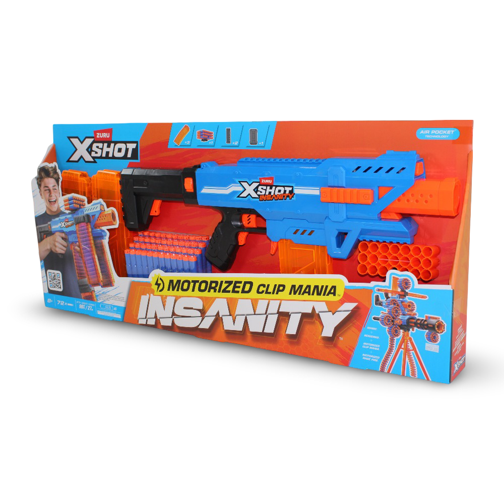 Zuru X-Shot Insanity Motorized Clip Mania Foam Blaster - Toys
