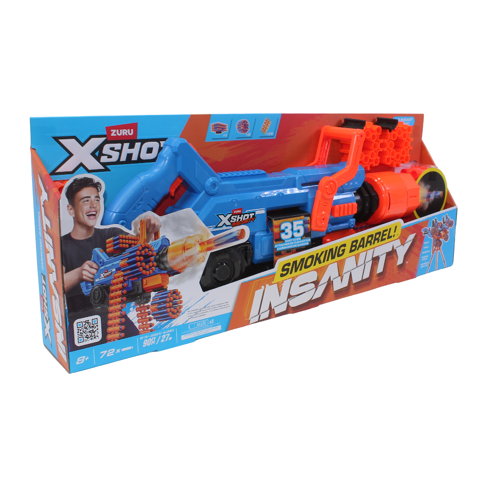 Zuru XShot Insanity Series 1 Smoking Barrel Blaster – 72 Darts - Toys