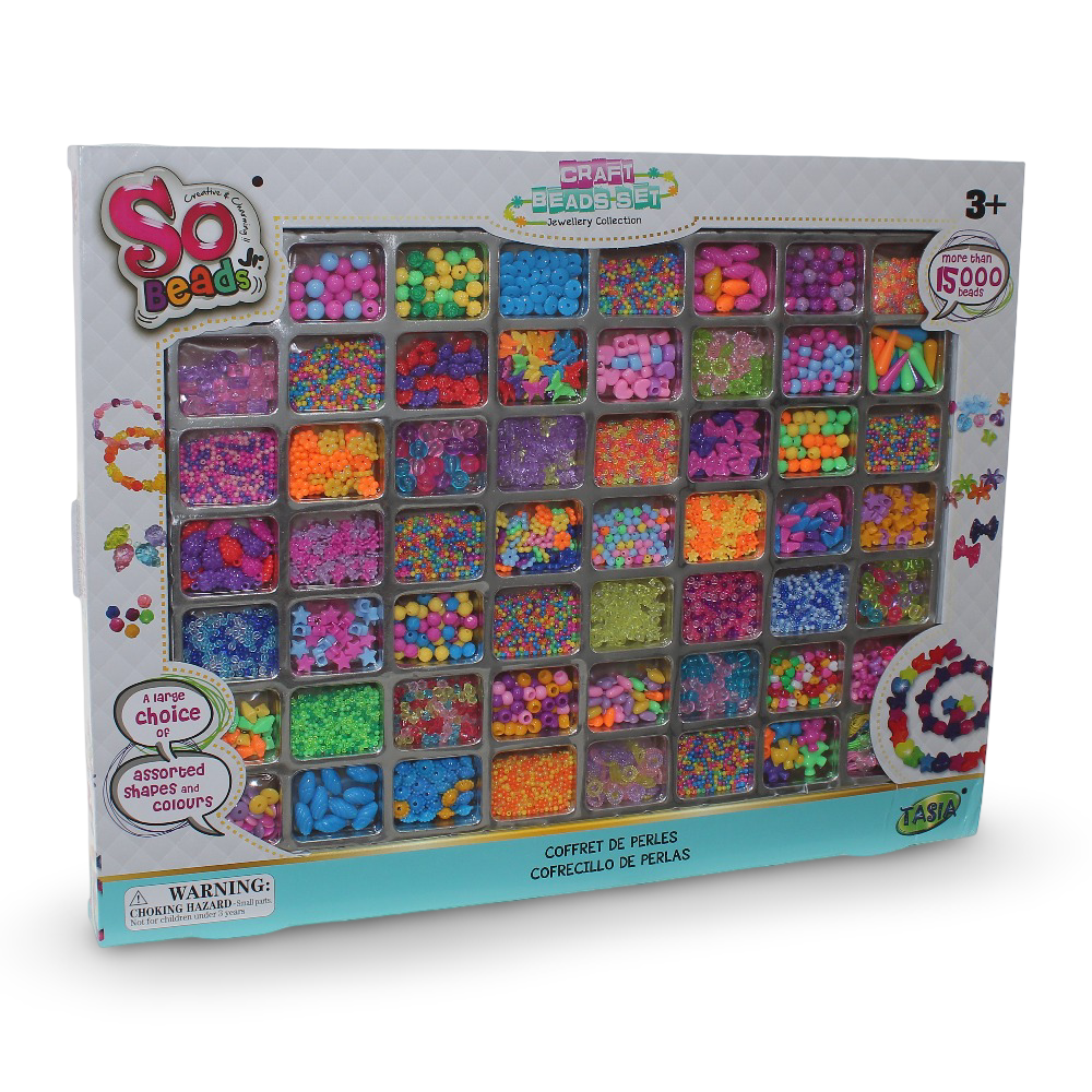 So Beads Craft Beads Jewelry Making Set with Assorted Shapes – Large Beads Box - Toys