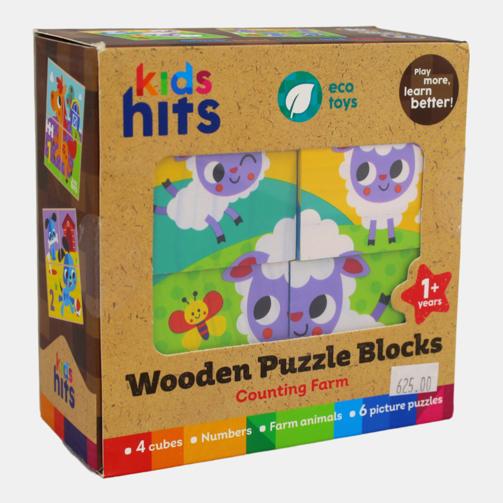 Kids Hits Wooden Puzzle Blocks Counting Farm