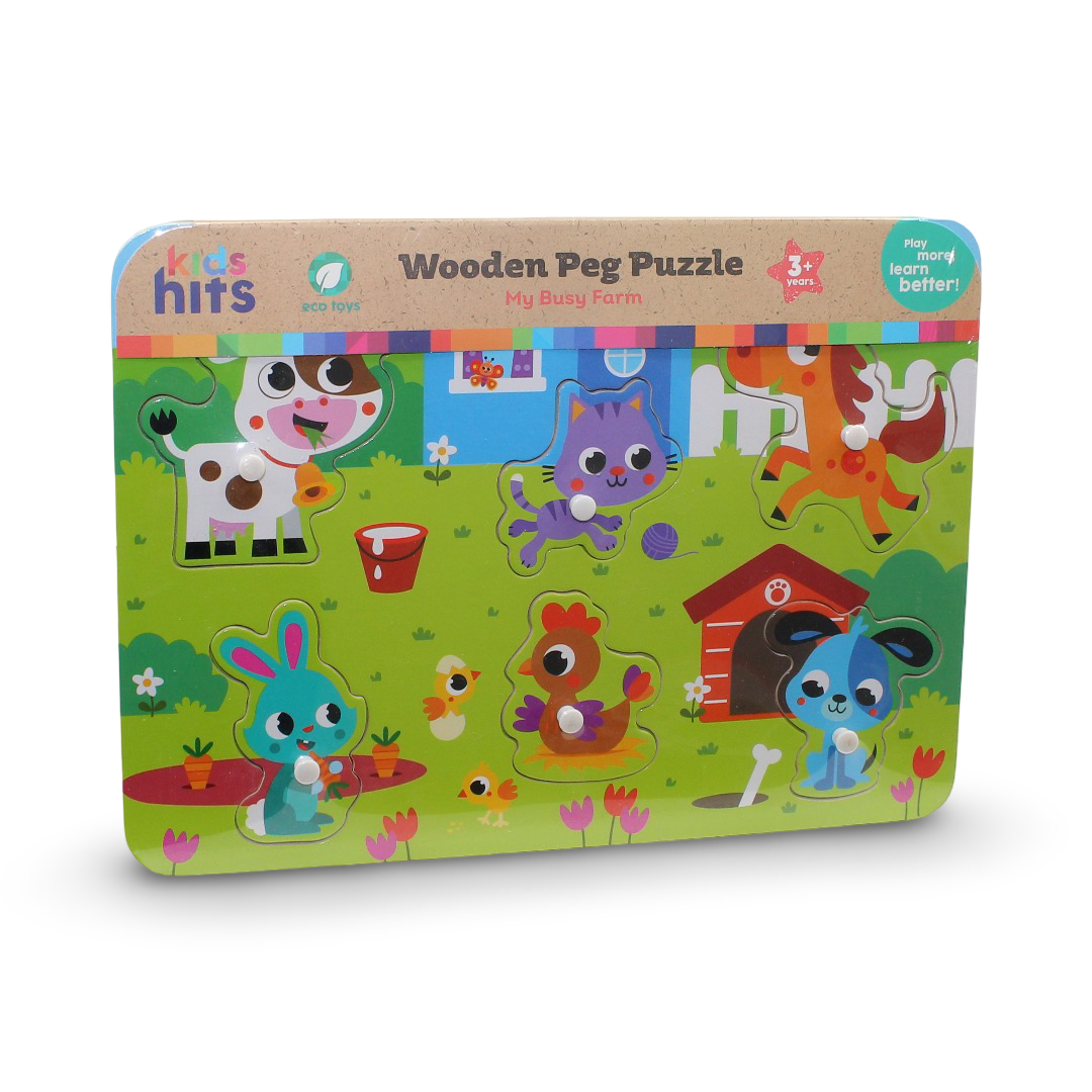 Kids Hits Wooden Peg Puzzle "My Busy Farm"