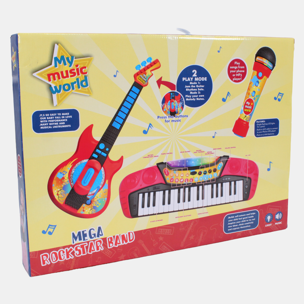Organ + Guitar and Microphone Set for Children, with Drums