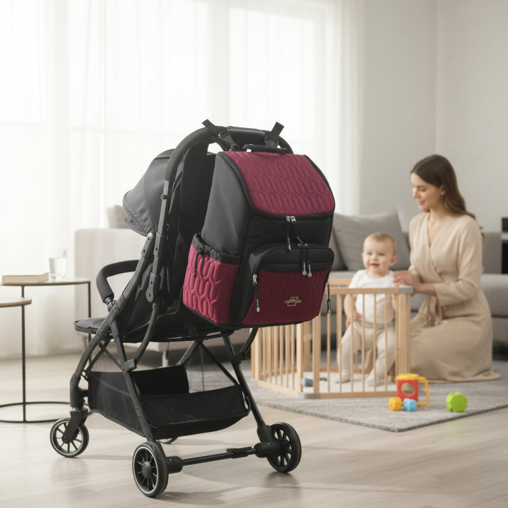 Petit Bebe Baby Diaper Backpack Premium Allure – Burgundy