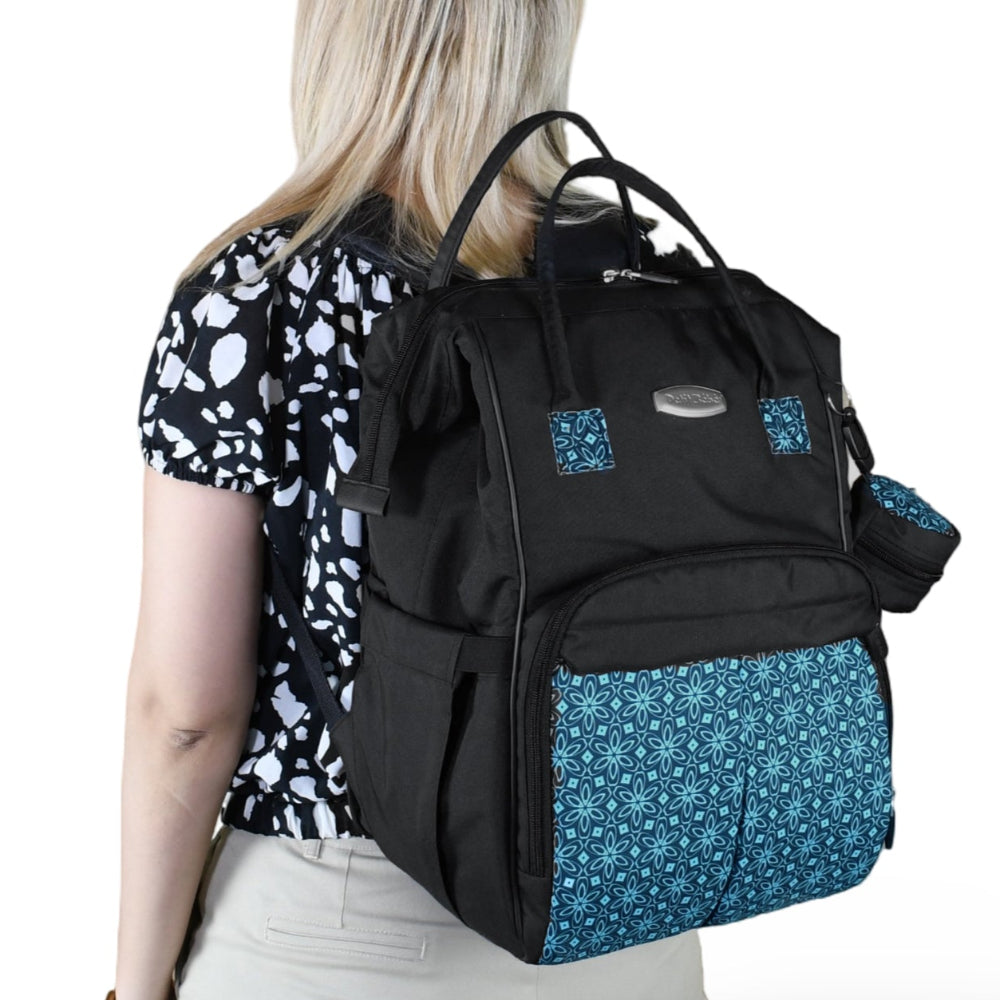 Petit Bebe Vea Baby Diaper Bag – Black & Blue