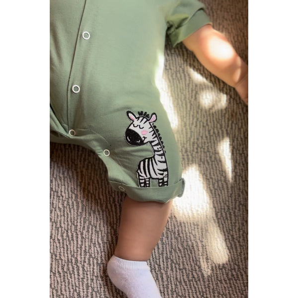 Baby Boys Cotton 2-Piece Jungle Boy (Onesie + Vest) – Mint