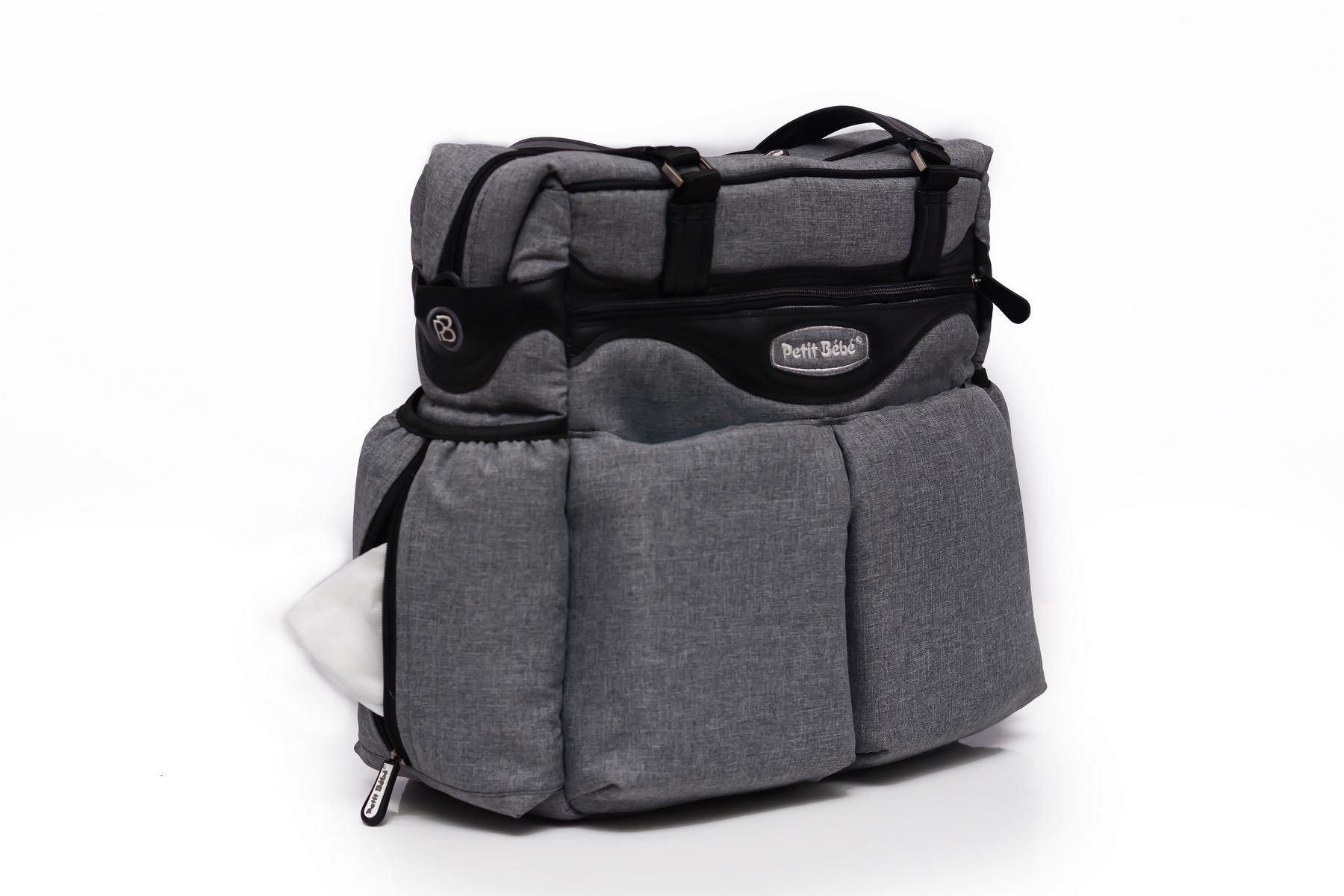 Petit Bebe Baby Diaper Bag Premium – Grey & Black