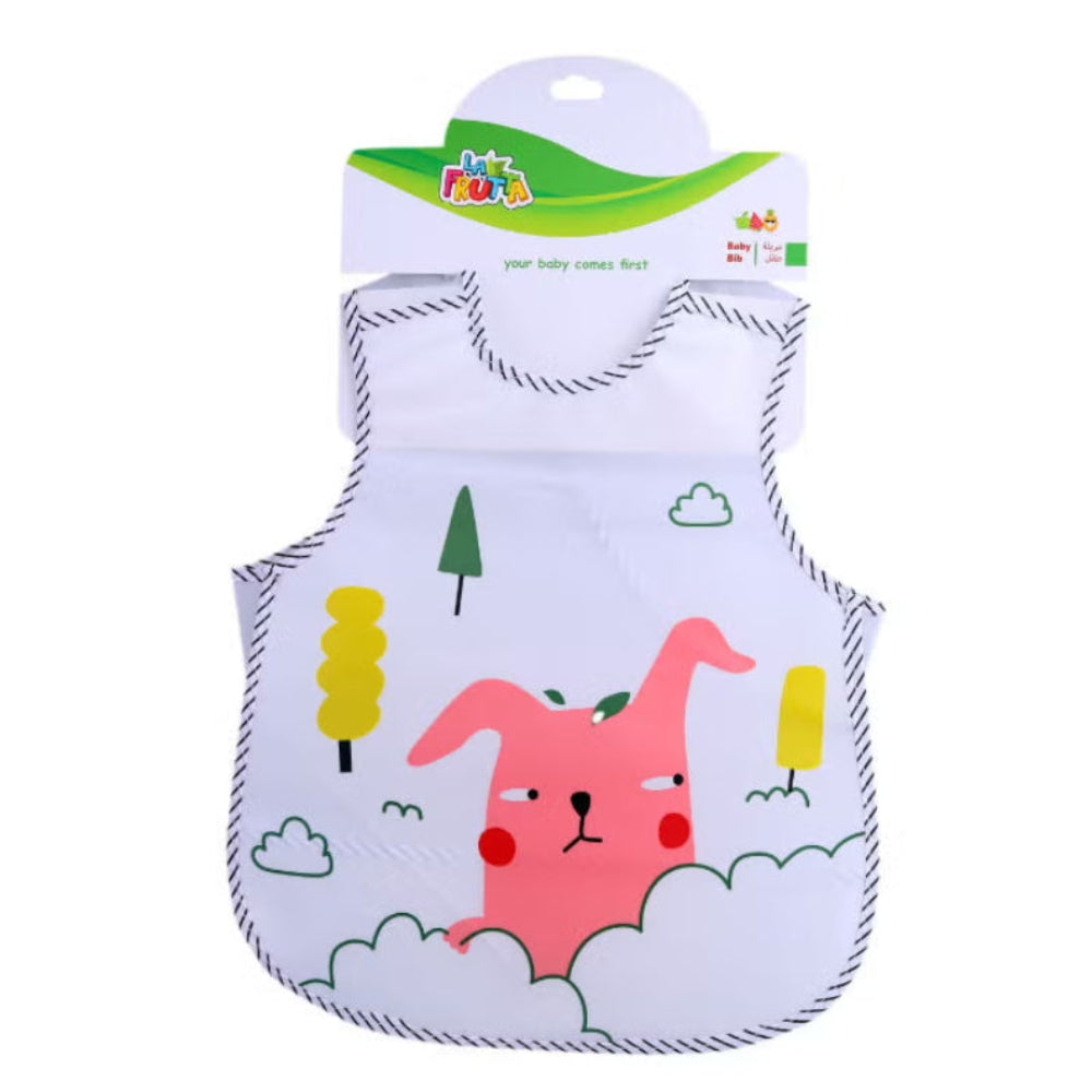 La Frutta Waterproof Baby Bib White with Puppy Print