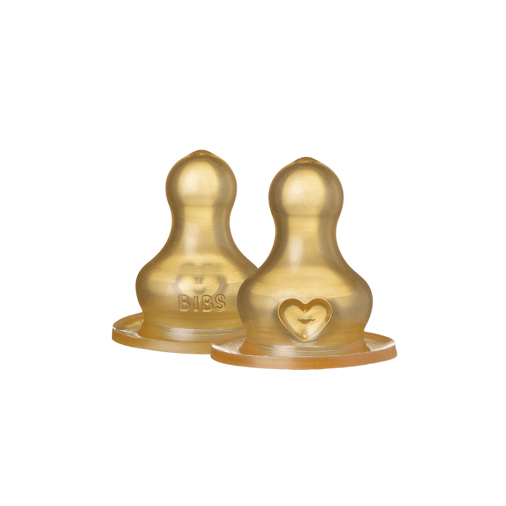 BIBS Baby Bottle Nipple Round Latex Pack of 2 – Medium Flow - Baby Essentials