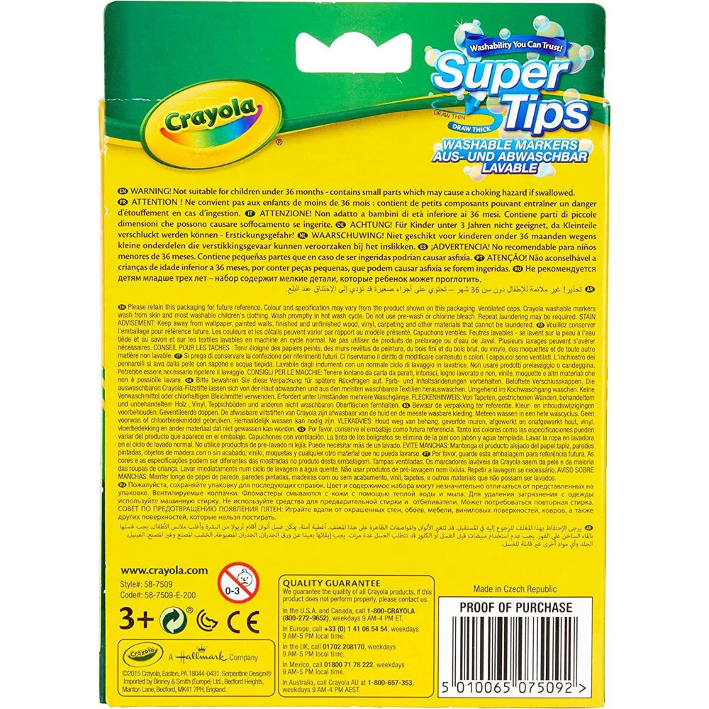Crayola Super Tips Washable Markers – 12 Colors