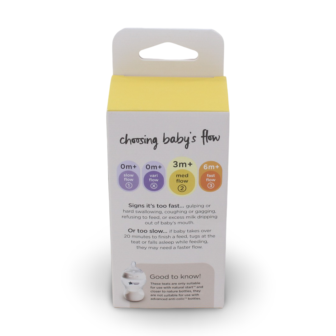 Tommee Tippee Closer to Nature Baby Bottle Teats Medium Flow (3m+)