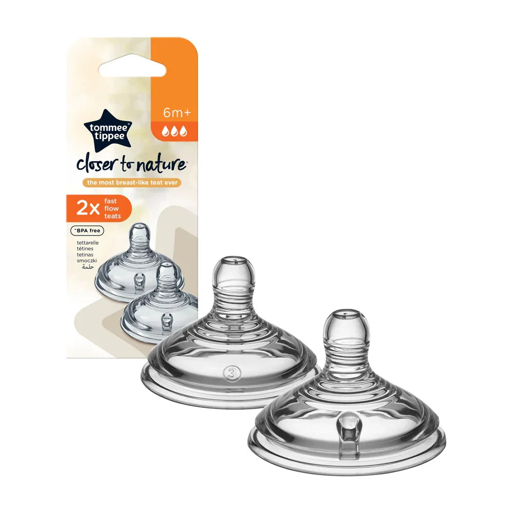 Tommee Tippee Closer to Nature Baby Bottle Teats Fast Flow ( 6m+) - Baby Essentials
