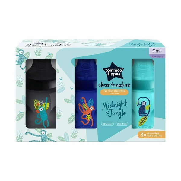 Tommee Tippee Midnight Jungle Blue – Natural Start Anti-Colic Baby Bottles 3X260ml