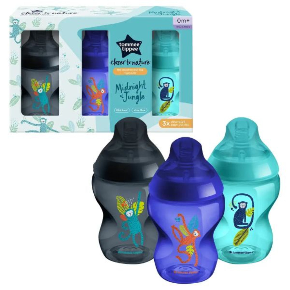 Tommee Tippee Midnight Jungle Blue – Natural Start Anti-Colic Baby Bottles 3X260ml