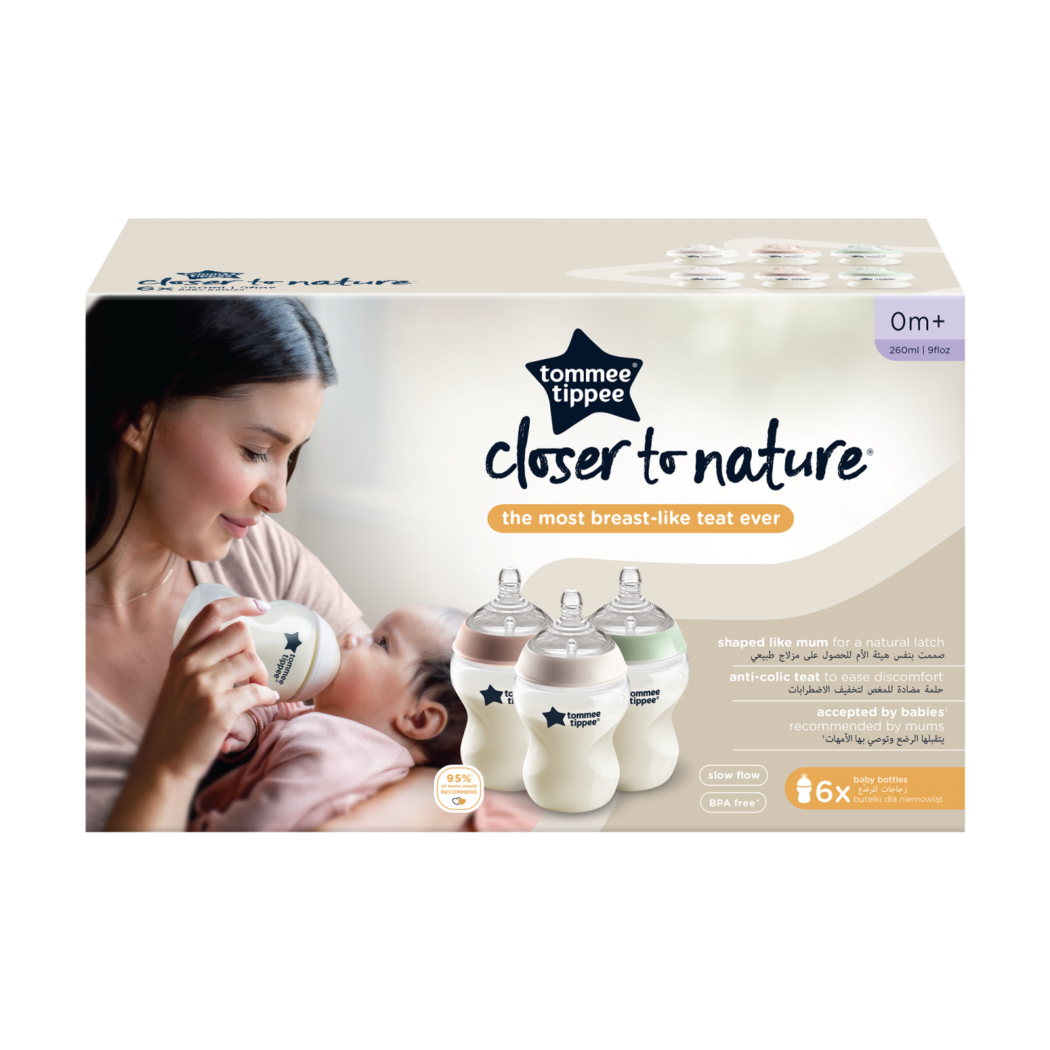 Feeding Bottles Pastel 6x260ml – Natural Start Anti-Colic Baby Bottles