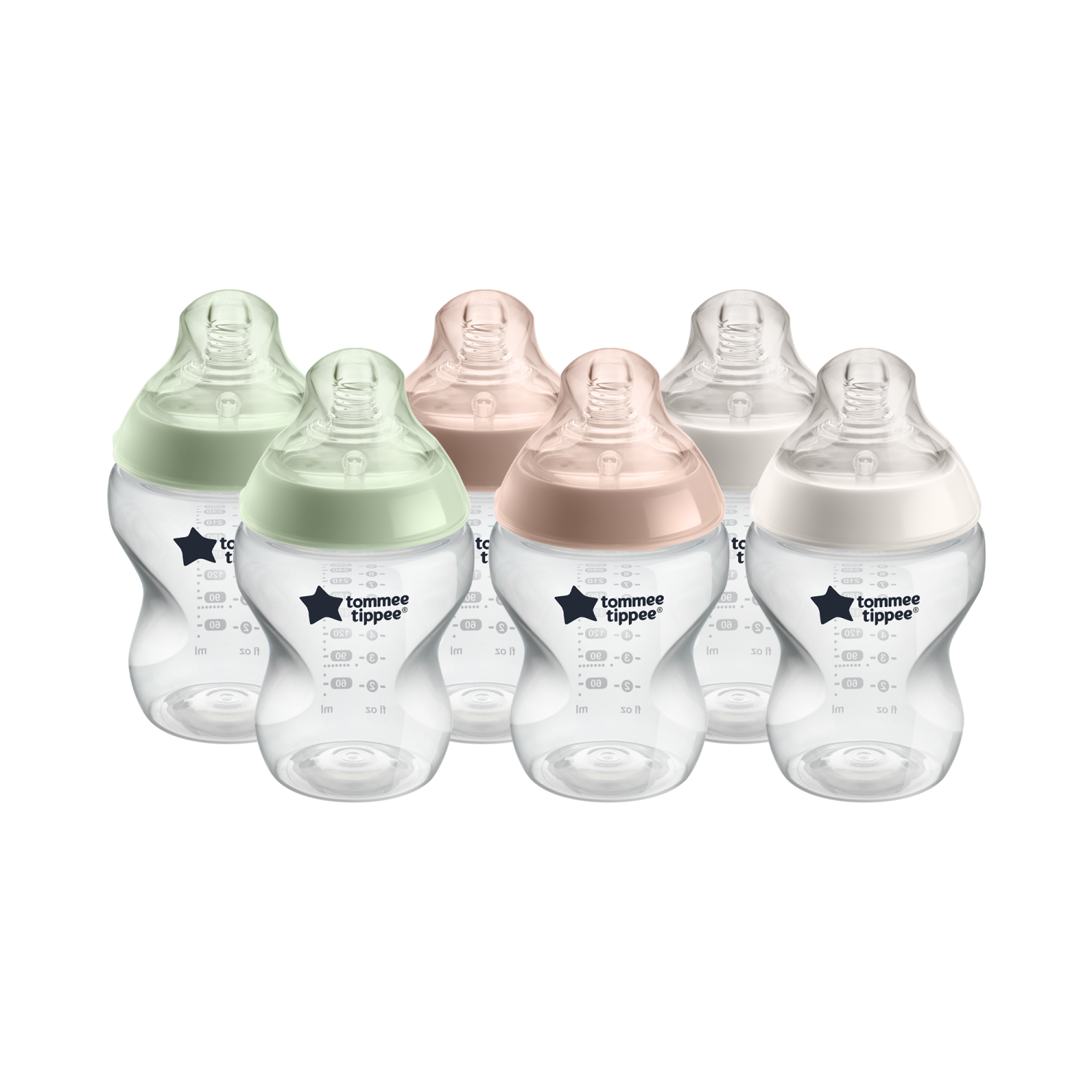 Feeding Bottles Pastel 6x260ml – Natural Start Anti-Colic Baby Bottles