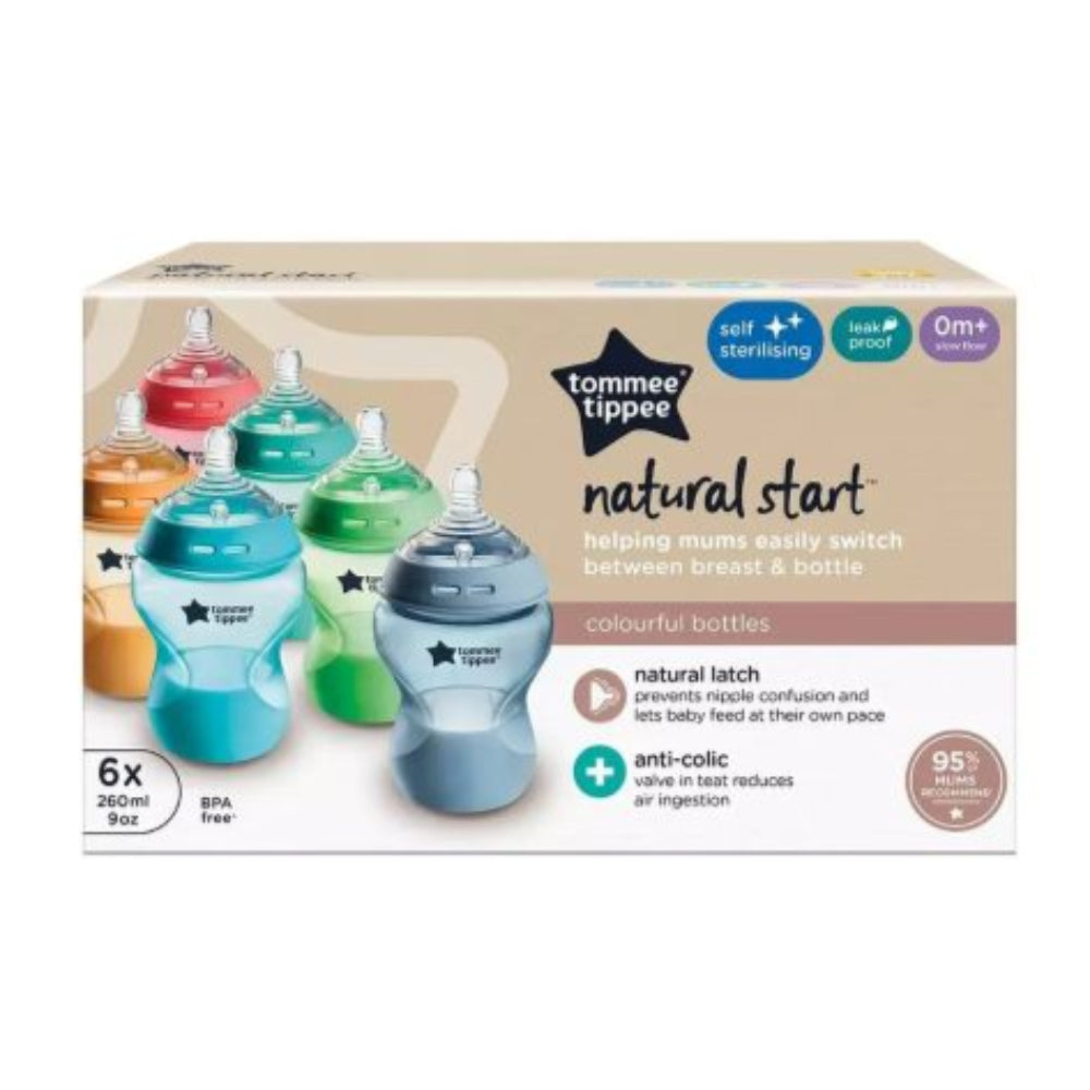Tommee Tippee Bright Feeding Bottles Natural Start Anti-Colic Baby Bottle - Pack of 6
