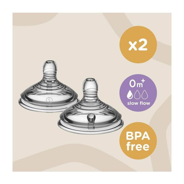 Tommee Tippee Closer to Nature Slow Flow Teats (0m+, 2pcs)