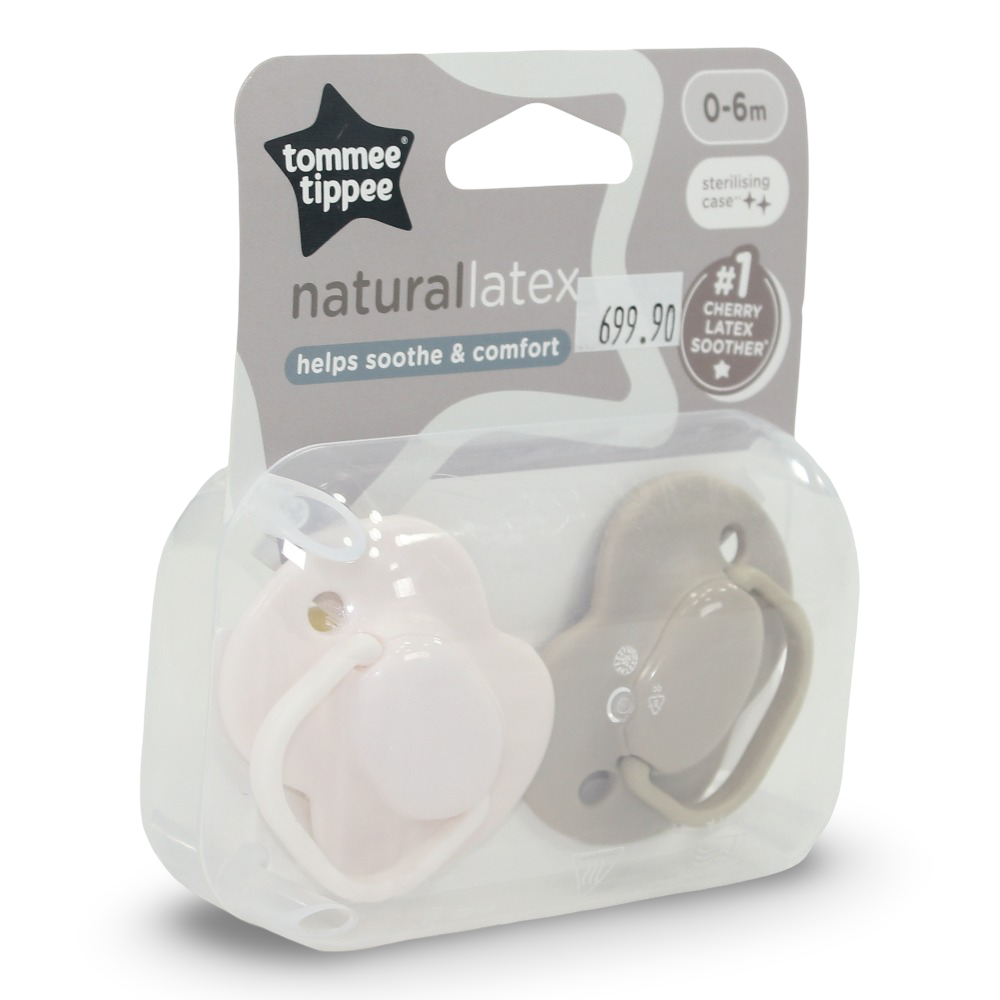 Tommee Tippee Natural Latex Cherry Soother – 0–6 Months (Pack of 2)