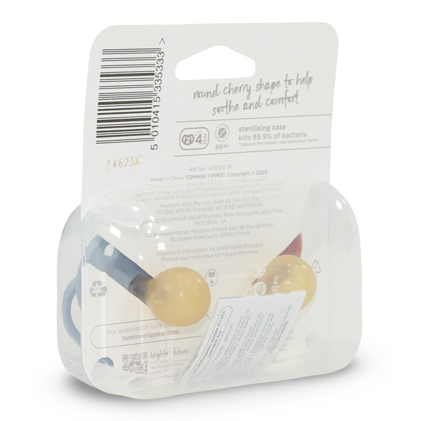 Tommee Tippee Natural Latex Cherry Soother – 6–18 Months (Pack of 2)