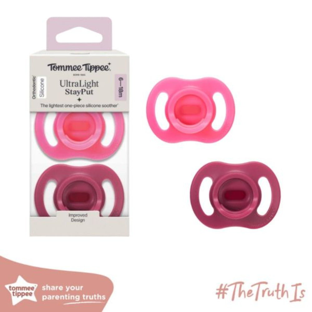 Tommee Tippee Ultra-Light StayPut Silicone Soother – 6–18 Months (Pack of 2)